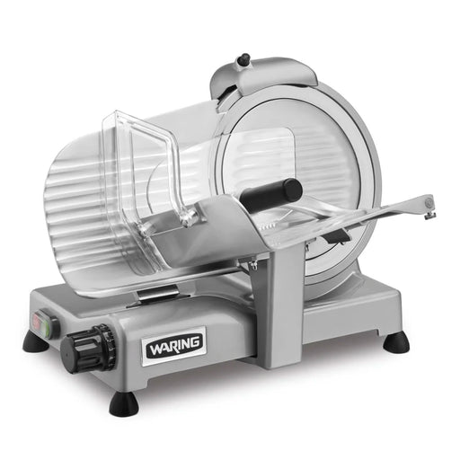Waring WCS250SV Manual Meat & Cheese Slicer w/ 10" Blade, Belt Driven, Aluminum, 3/4 hp - Top Restaurant Supplies - Food Slicer - Waring