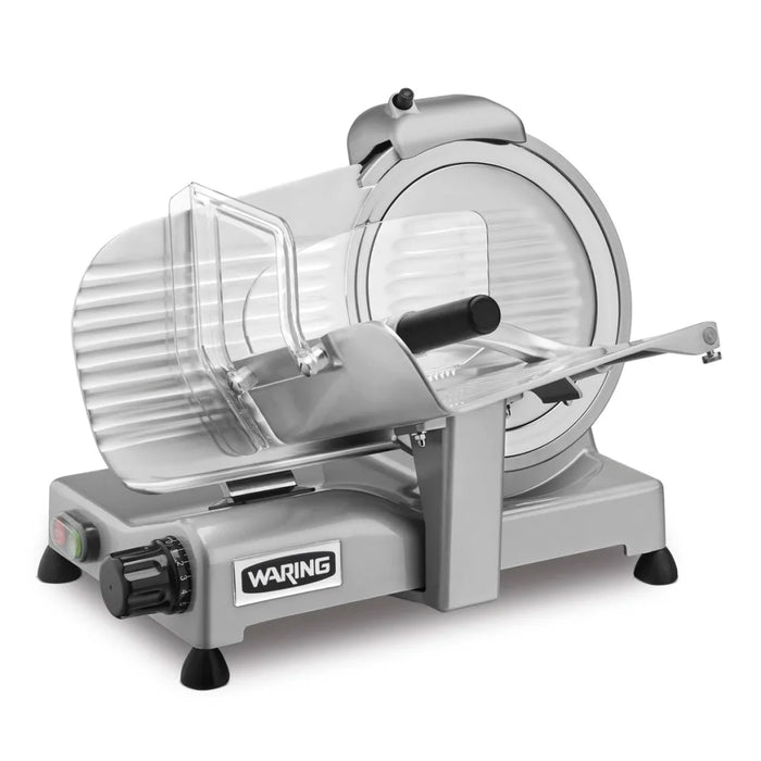 Waring WCS250SV Manual Meat & Cheese Slicer w/ 10" Blade, Belt Driven, Aluminum, 3/4 hp - Top Restaurant Supplies - Food Slicer - Waring