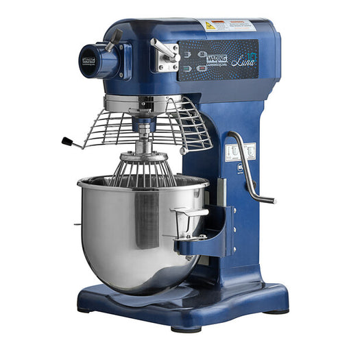Waring Luna WSM10LT 10 Qt. Planetary Stand Mixer with Guard, Timer, and Standard Accessories - 120V, 3/4 hp - Top Restaurant Supplies - Stand Mixer - Waring