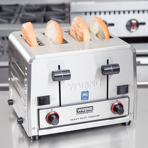 Waring WCT855 Heavy Duty Switchable Bread and Bagel 4-Slice Commercial Toaster - 240V - Top Restaurant Supplies - Toaster - Waring