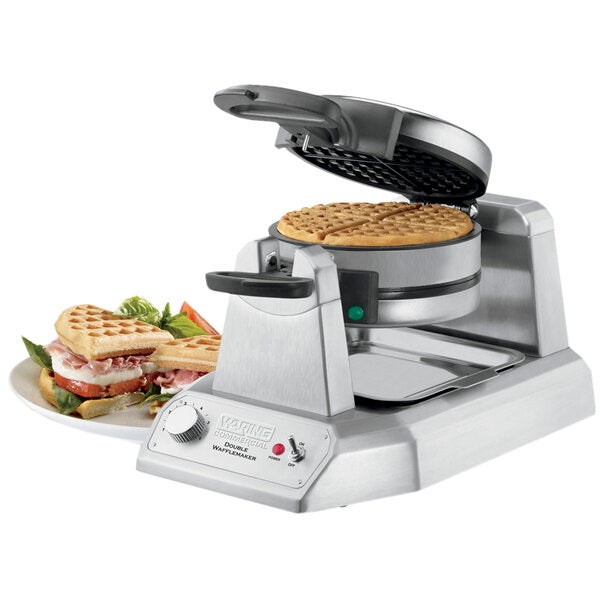 Waring WWD200 Non-Stick Double Waffle Maker - 120V - Top Restaurant Supplies - Waffle Maker - Waring