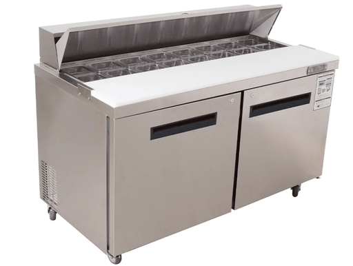Westlake WKSR-60B 60" Double Door Mega Top Sandwich Prep Table Refrigerator, Stainless Steel - Top Restaurant Supplies