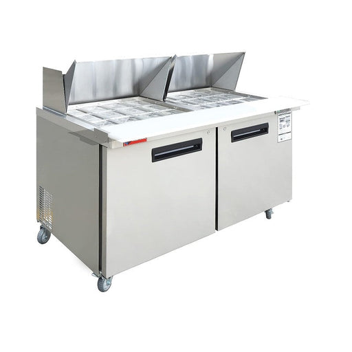 WESTLAKE Commercial Mega Top Prep Table 60" 2-Door 16.4 Cu.ft Stainless Steel | WKSR-60BM - Top Restaurant Supplies - Sandwich and Salad Prep Table - Westlake Kitchen