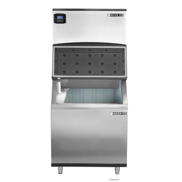 Máquina de hielo modular de la serie inteligente Maxx Ice MIM1000-B580, 1000 lb, cubos a la mitad con depósito de almacenamiento, acero inoxidable