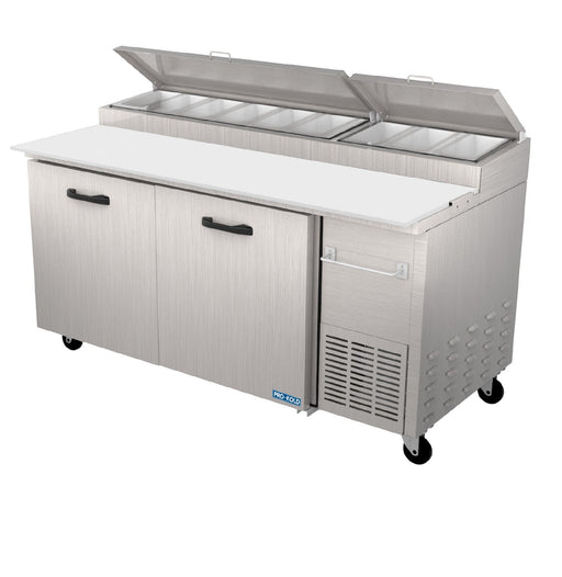 Pro-kold PPT 67-11, Refrigerated Pizza Prep Table, 2 Door, 2 Shelves, 9 Pans  - Top Restaurant Supplies
