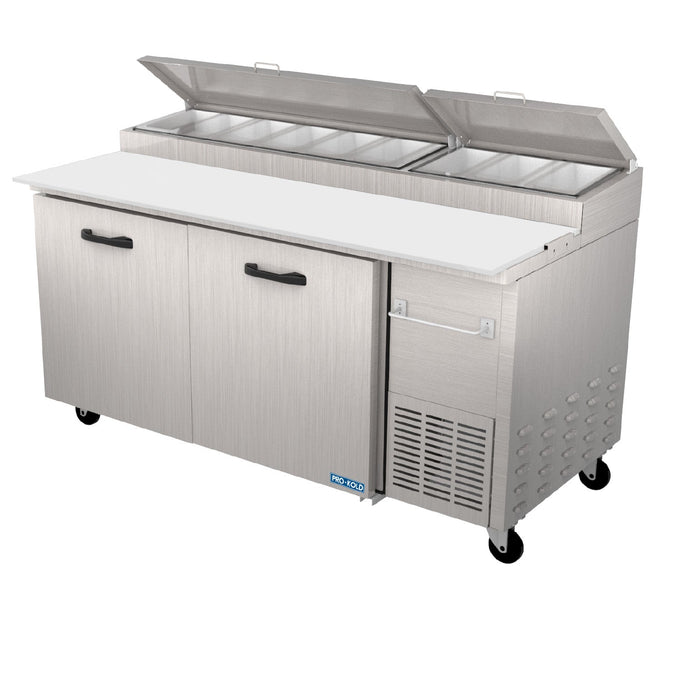 Pro-kold PPT 67-11, Refrigerated Pizza Prep Table, 2 Door, 2 Shelves, 9 Pans  - Top Restaurant Supplies
