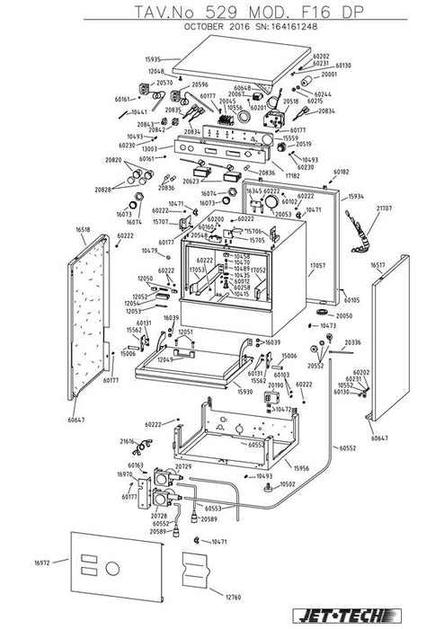 Jet-Tech F-16DP Undercounter Dishwasher, High Temp - 24 Racks Per Hour - Top Restaurant Supplies