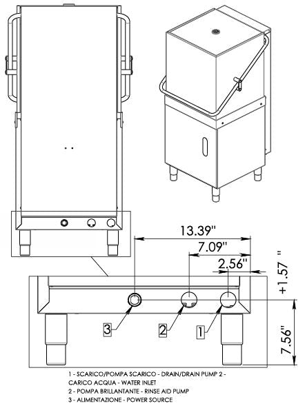 Jet-Tech EV22 High Temp Door Type Dishwasher w/ Built-In Booster, 208-240v/1ph - Top Restaurant Supplies