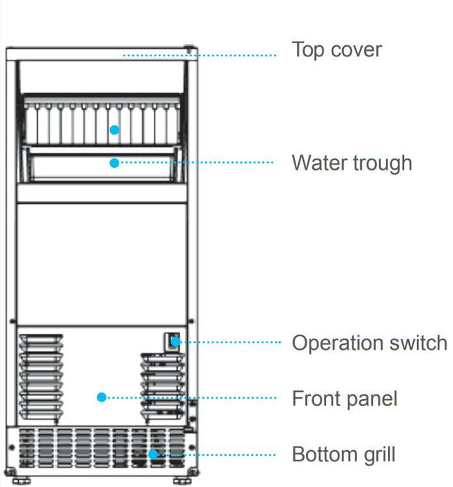 Kool-It KOU-70-AB Undercounter Outdoor Ice Maker, 66 Lbs. Per Day, undercounter, bell-shaped ice - Top Restaurant Supplies