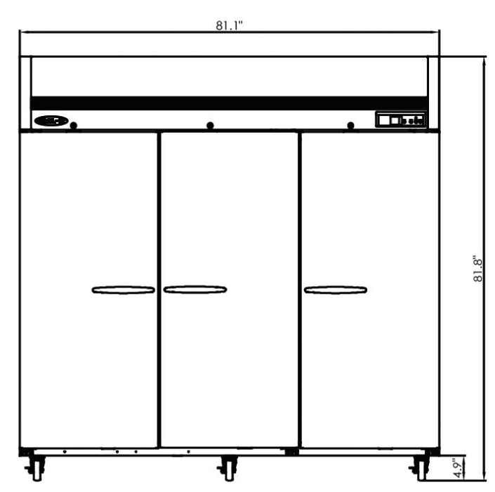 Kool-It KTSF-3 Triple Door Freezer Top Mount, 81.1" Wide, 67 Cu. Ft. - Top Restaurant Supplies