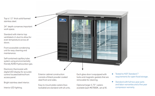Arctic Air ABB48G 49" Two Door Glass Back Bar Refrigerator, 12.5 Cu. Ft. - Top Restaurant Supplies