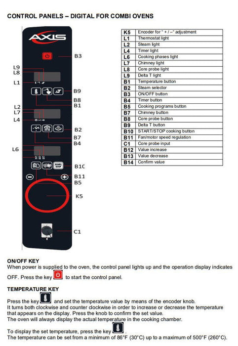 Axis AX-CL06D Full Size Combi Oven Digital Controls - Reversing Fans - 6 Shelves - Top Restaurant Supplies