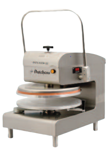 Dutchess DUT/DXM-SS Top Heated 18"  Round Platen, Manual Pizza Press (Stainless Steel finish) 220V - Top Restaurant Supplies