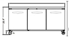 Kool-It KUCR-72-3 72??Undercounter Refrigerator, 20.2 Cu. Ft. - Top Restaurant Supplies