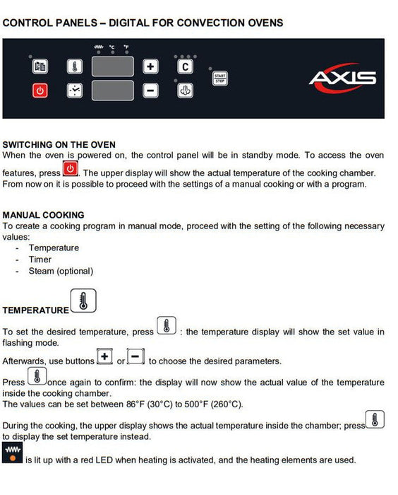Axis AX-CL10M Full Size Combi Oven Manual Controls - Reversing Fans - 10 Shelves - Top Restaurant Supplies
