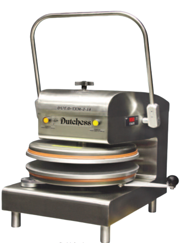 Dutchess DUT/D-TXM-2-18-WH Dual Heat 18" Round Platen, Manual Tortilla/Pizza Press (White powder coat finish) 220V - Top Restaurant Supplies