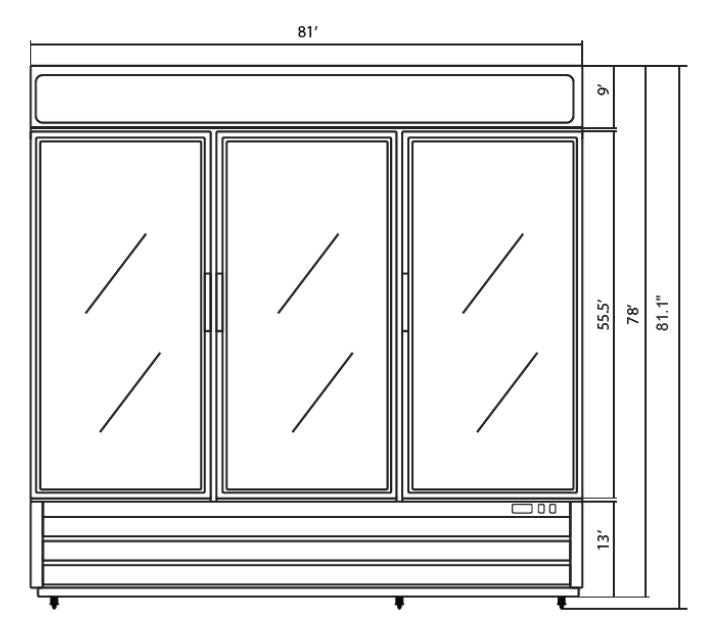 Kool-It KGF-72 DV Triple Glass Door Freezer, 81.0" Wide, 72 Cu. Ft. - Top Restaurant Supplies