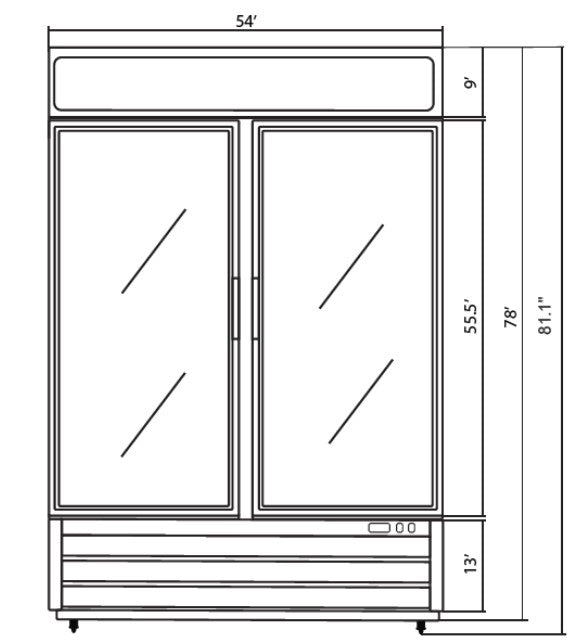 Kool-It KGF-48 Double Glass Door Freezer, 53.9" Wide, 48 Cu. Ft. - Top Restaurant Supplies