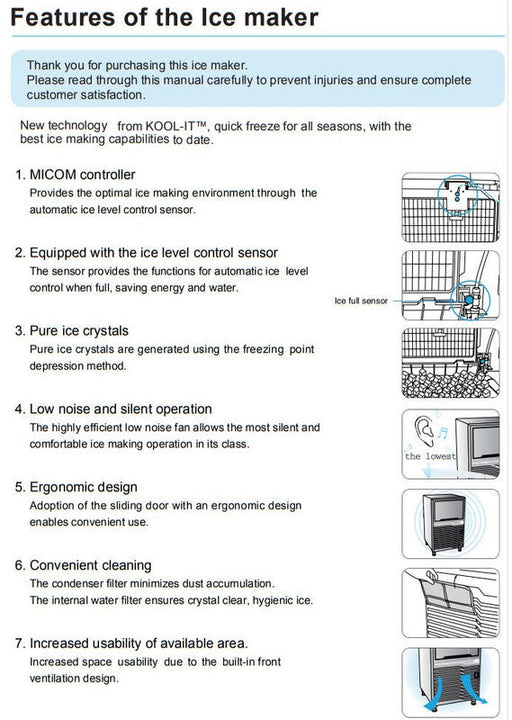 Kool-It KCU-110-AH Undercounter Ice Maker, 107 Lbs. Per Day, Undercounter, Cube Style Ice - Top Restaurant Supplies