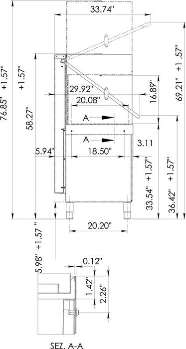Jet-Tech EV22 High Temp Door Type Dishwasher w/ Built-In Booster, 208-240v/1ph - Top Restaurant Supplies