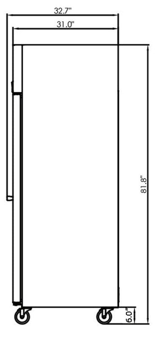 Kool-It KTSR-1 Single Door Refrigerator Top Mount, 26.8" Wide, 19.4 Cu. Ft. - Top Restaurant Supplies