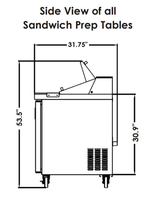 KOOL-IT KSTM-48-2  SANDWICH PREP TABLE - MEGATOP - 48in - Top Restaurant Supplies