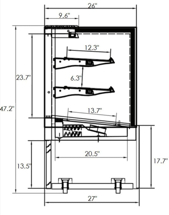 Kool-It KBF-36 Flat Glass Display Case, 35.4" Wide, 10 Cu. Ft. - Top Restaurant Supplies