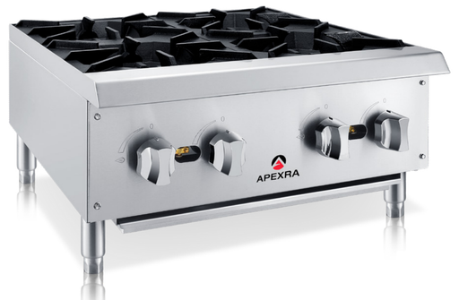 Apexra APHP-24-4NG 4 Burner Hot Plate, 24", 100,000 BTU, Natural Gas - Top Restaurant Supplies