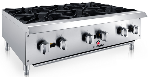Apexra APHP-36-6LP 6 Burner Hot Plate, 36", 150,000 BTU, Liquid Propane - Top Restaurant Supplies