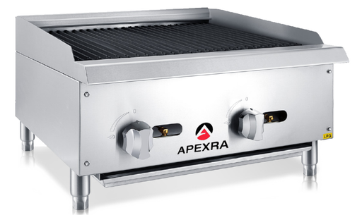 Apexra APRB-24LP Radiant Charbroiler, 24", 70,000 BTU, Liquid Propane - Top Restaurant Supplies
