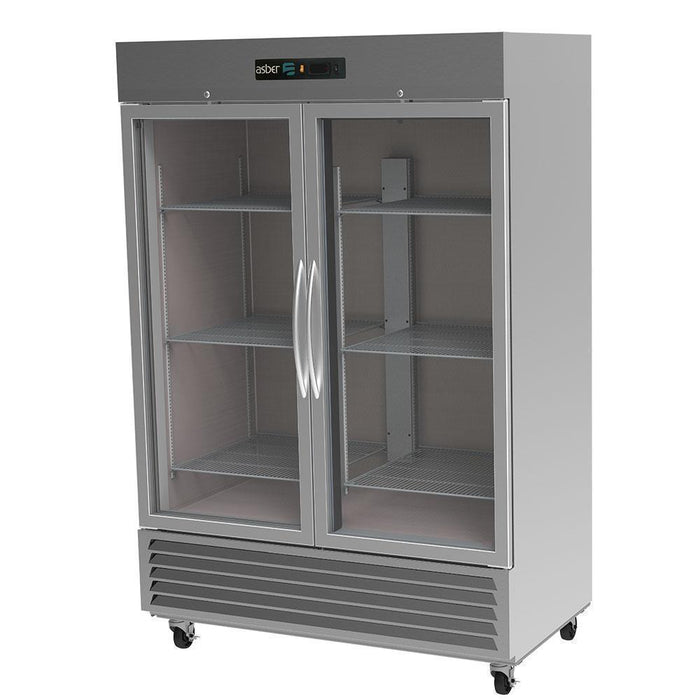 Asber ARR-49-2G-H Two Glass Door Reach-in Refrigerator - 49 Cu. Ft. Capacity - Top Restaurant Supplies