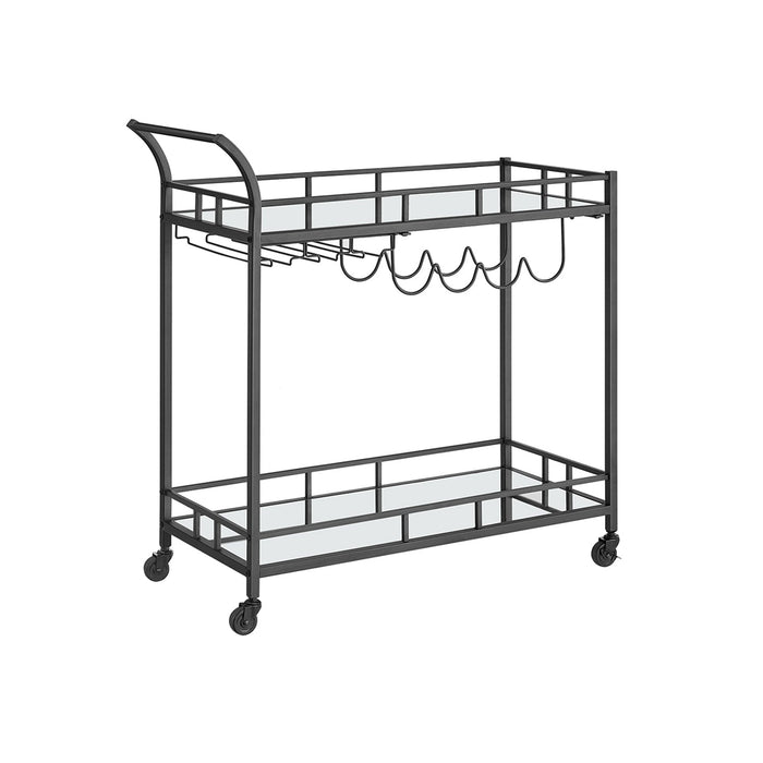VASAGLE Wine Cart with 2 Mirrored Shelves - Top Restaurant Supplies