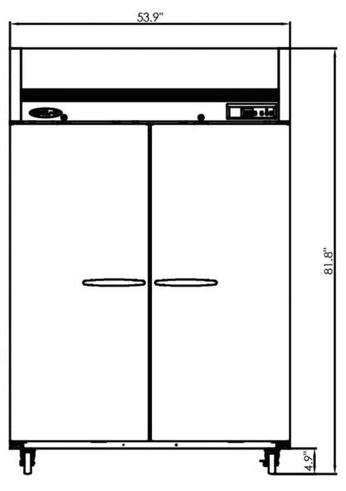Kool-It KTSR-2 Double Door Refrigerator Top Mount, 53.9" Wide, 43 Cu. Ft. - Top Restaurant Supplies