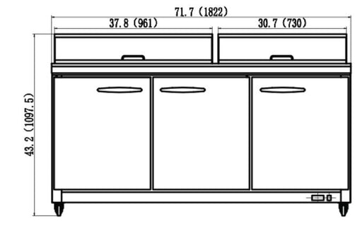 IKON ISP72 Salad and Sandwich Prep Table, 71.7" Wide, 13.1 Cu. Ft. - Top Restaurant Supplies