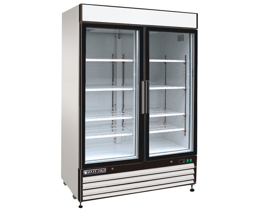 MXM2-48FHC Maxx Cold Double Door, Glass Door Freezer Merchandiser, White, 48 Cu ft - Top Restaurant Supplies