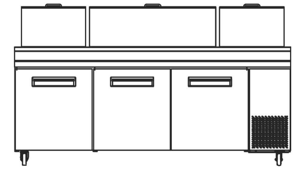 KOOL-IT KPT-93-3  PIZZA PREP TABLE - 93in WITH PANS - Top Restaurant Supplies
