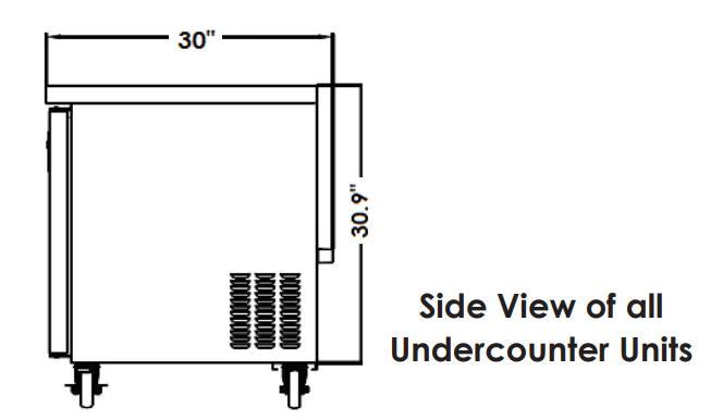 KOOL-IT KUCR-60-2  UNDERCOUNTER REFRIGERATOR - 60in - Top Restaurant Supplies
