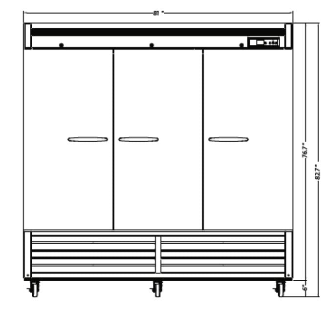 Kool-It KBSF-3 Triple Door Freezer Bottom Mount, 81" Wide, 66 Cu. Ft. - Top Restaurant Supplies