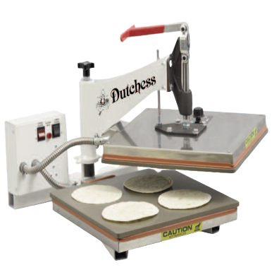 Dutchess DUT/TXM-15 Manual Tortilla Press, 15" Square Platen, Swing Away Design (White powder coat finish) 220V - Top Restaurant Supplies