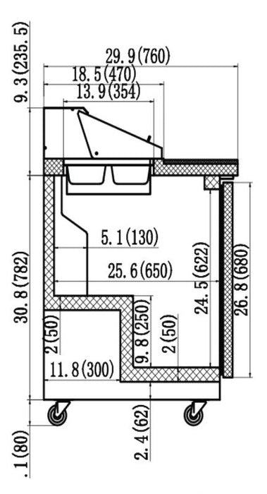 IKON ISP29M Megatop Salad and Sandwich Prep Table, 28.9" Wide, 5.2 Cu. Ft. - Top Restaurant Supplies