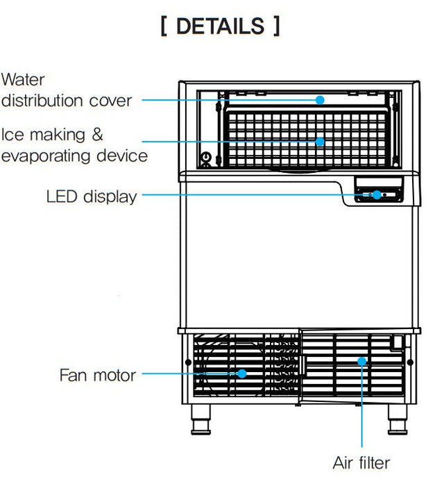 Kool-It KCU-180-AH Undercounter Ice Maker, 177 Lbs. Per Day, Undercounter, Half Cube Style Ice - Top Restaurant Supplies