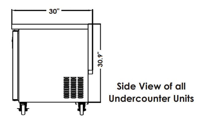 Kool-It KUCR-72-3 72??Undercounter Refrigerator, 20.2 Cu. Ft. - Top Restaurant Supplies