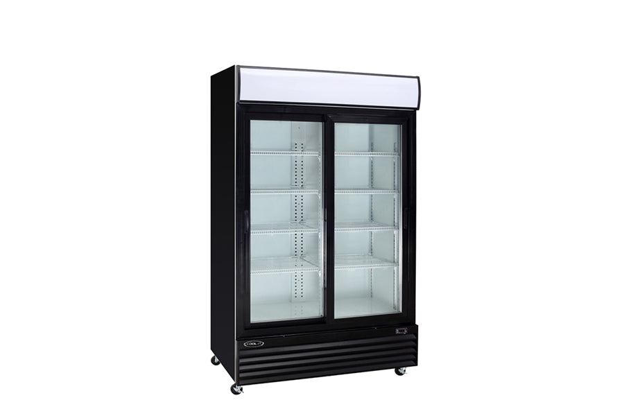 Kool-It KSM-42 Double Glass Door Cooler, 52.3" Wide, 34.1 Cu. Ft. - Top Restaurant Supplies