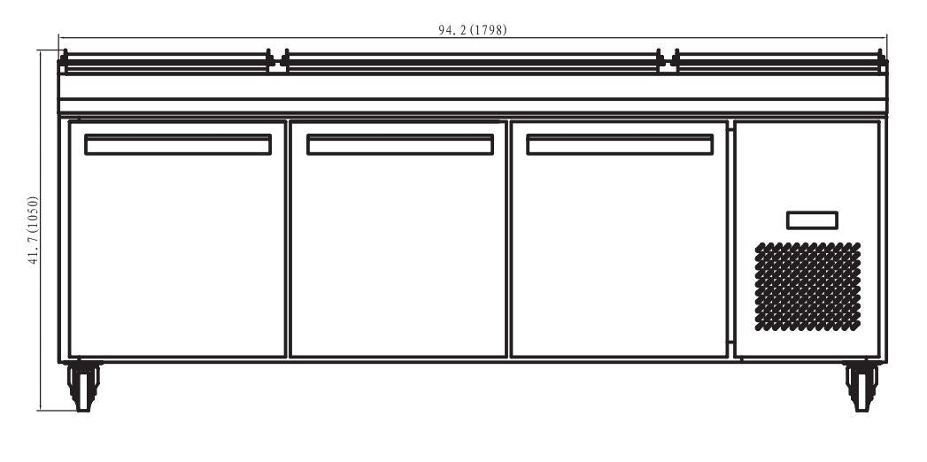 IKON IPP94 Pizza Prep Table, 94.2" Wide, 28.47 Cu. Ft. - Top Restaurant Supplies