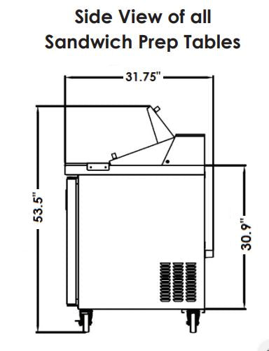 Kool-It KSTM-27-1 27??Megatop Sandwich Prep Table, 7 Cu. Ft. - Top Restaurant Supplies