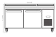 IKON IPP71 Pizza Prep Table, 70.8" Wide, 19.25 Cu. Ft. - Top Restaurant Supplies