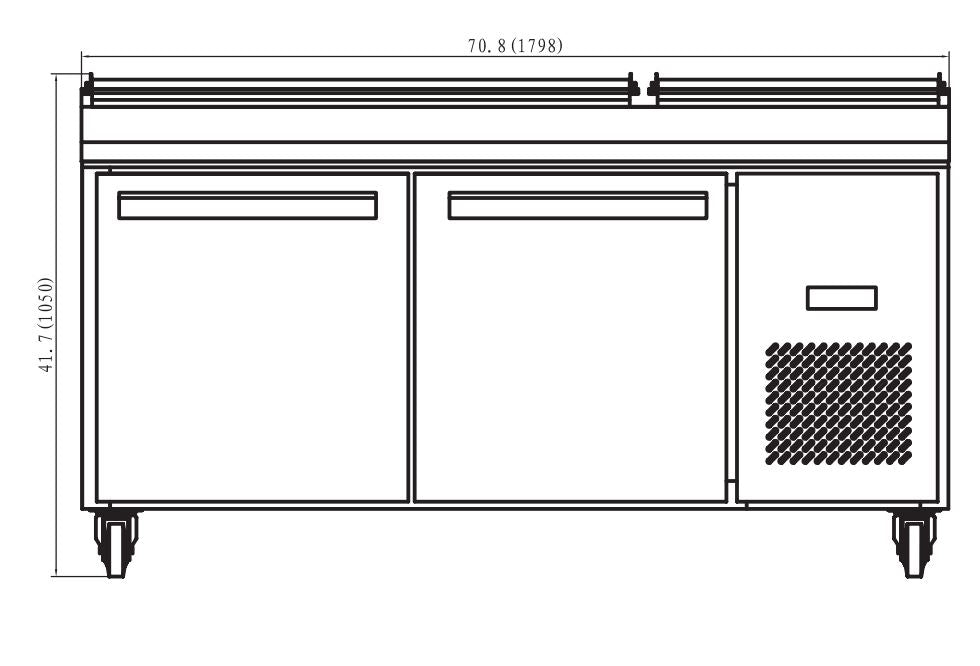 IKON IPP71 Pizza Prep Table, 70.8" Wide, 19.25 Cu. Ft. - Top Restaurant Supplies