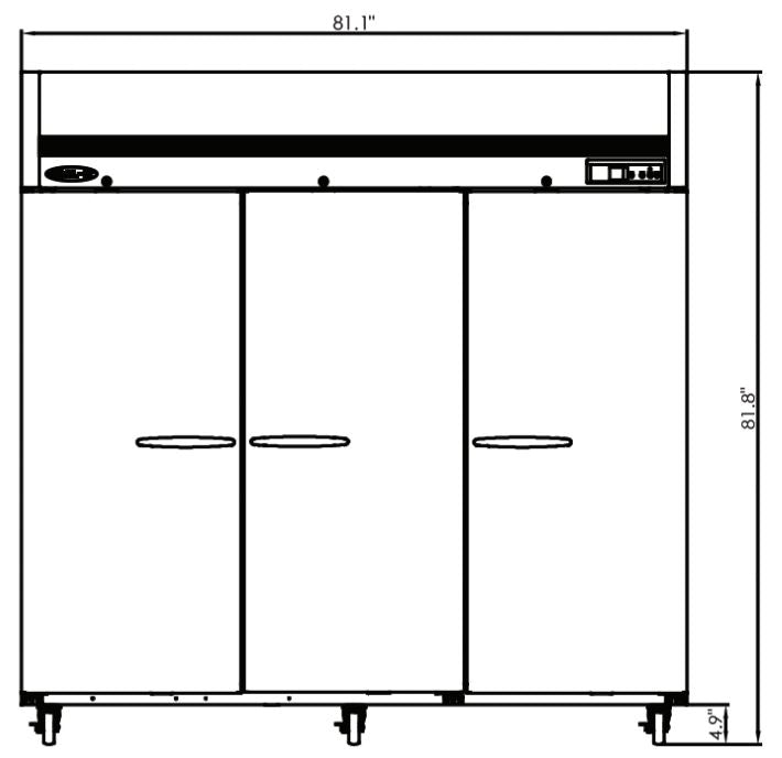 Kool-It KTSR-3 Triple Door Refrigerator Top Mount, 81.1" Wide, 67 Cu. Ft. - Top Restaurant Supplies