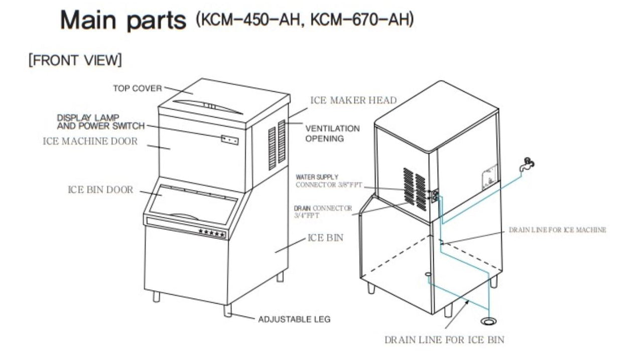 Kool-It KCM-670-AH Modular Ice Makerr, 666 Lbs. Per Day, Half Cube Style Ice - Top Restaurant Supplies