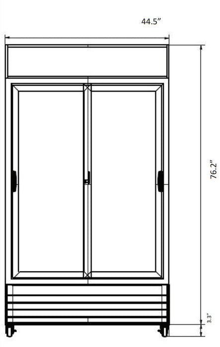 Kool-It KSM-36 Double Glass Door Cooler, 44.5" Wide, 31 Cu. Ft. - Top Restaurant Supplies